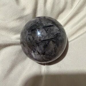 Black Tourmaline Rutilated Quartz Sphere